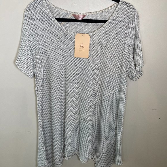 NWT SJS Knit Diagonal Stripe Top - Picture 1 of 7